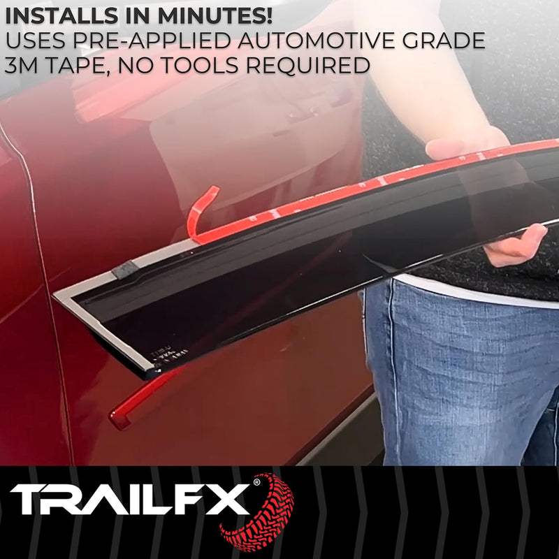TrailFX Acrylic Rainguards Low Profile Fits 2022-2025 Jeep Grand Tape-On Smoke Window Vents Cherokee Outside Channel Mount Set of 4 Rainguard Window Vents TrailFX 4334H