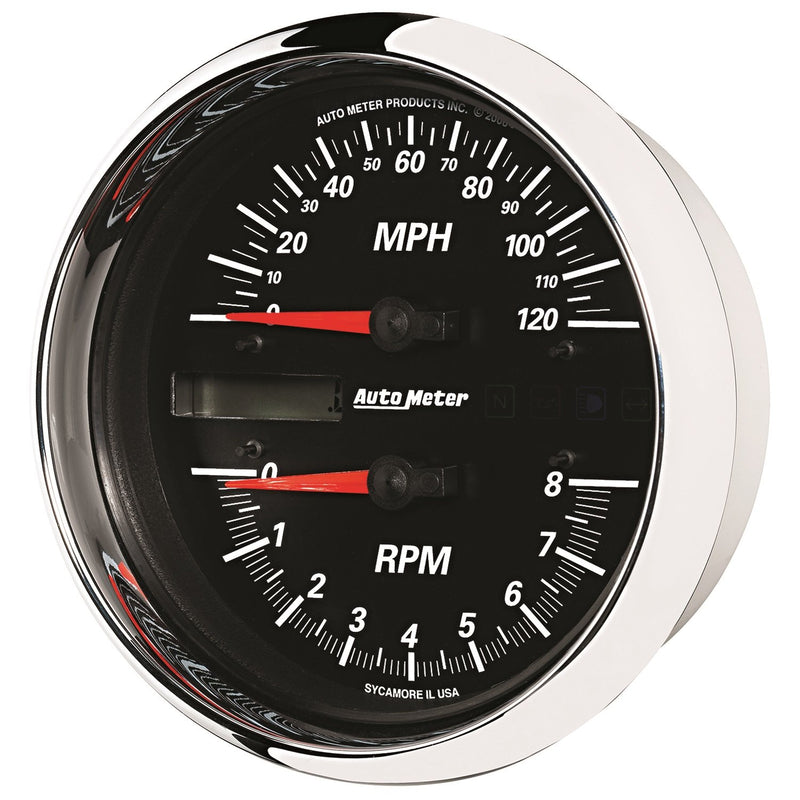 Tach/Speedo AutoMeter Gauge, 4 1/2", 8K Rpm/120 Mph, Black, Pro-Cycle (19466)