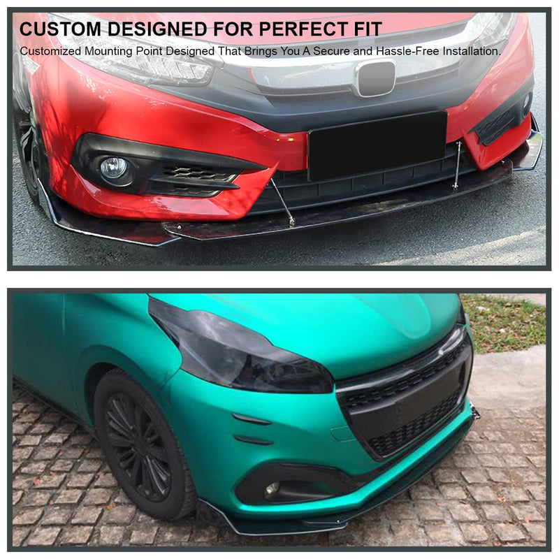 Gloss Black Spec-D Tuning Universal Front Bumper Lip Spoiler Splitter Body Kit 3PC