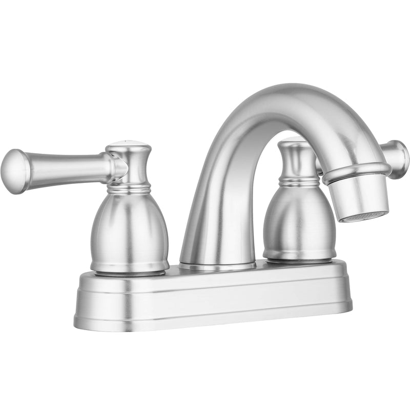 Dura Faucet Two Handle Arc Spout Bathroom Faucet RV (Brushed Satin Nickel) - for Recreational Vehicles, Motorhomes, Travel Trailers and More