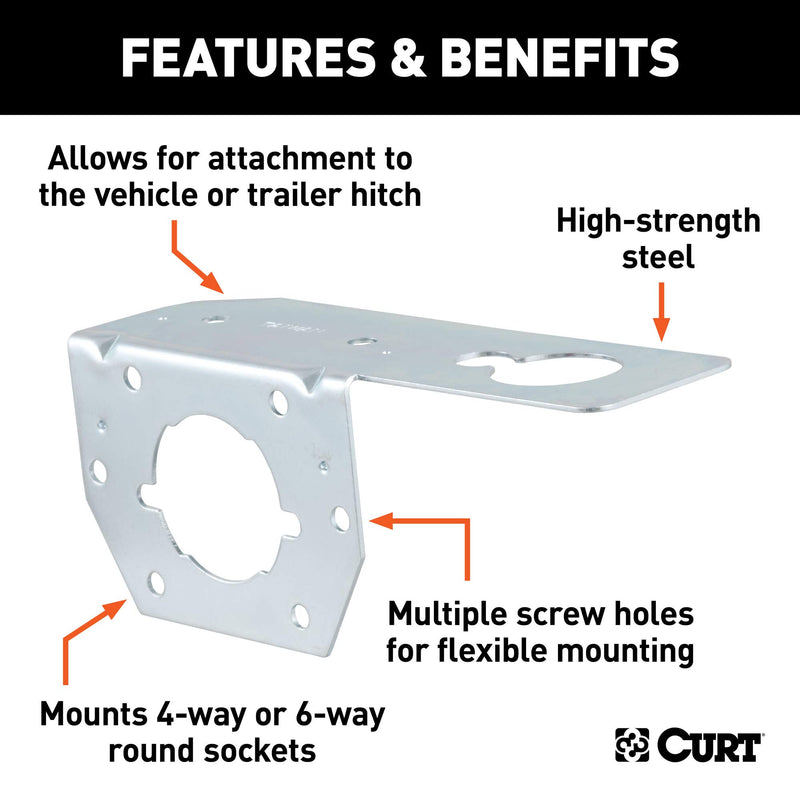 CURT Vehicle-Side 58210 Trailer Wiring Harness Mounting Bracket for 4-Way or 6-Way Round