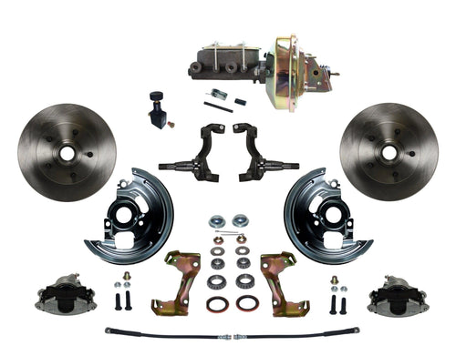 Power Front Disc Brake Conversion Kit LEED BRAKES With 9" Zinc Booster Cast Iron M/C Adjustable Proportioning Valve