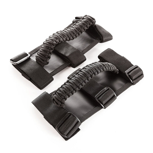 Grab Handle Kit Rugged Ridge 13505.30, Paracord, Black/Black; 55-Current Jeep CJ/Wrangler/Gladiator