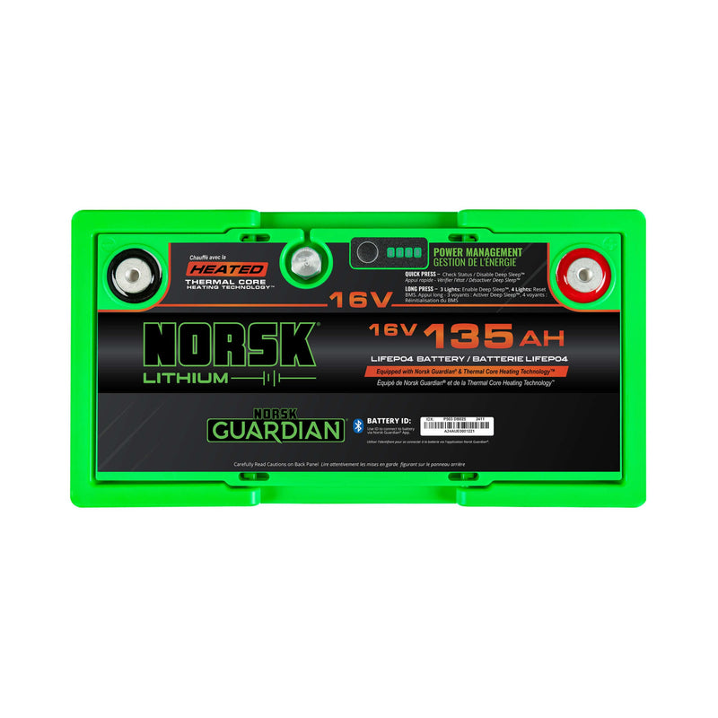 16V Norsk Lithium 135AH Heated LiFePO4 Deep Cycle Battery | Group 31 | Bluetooth | Thermal Core Heating Technology | IP67 Waterproof | Perfect for Marine Electronics