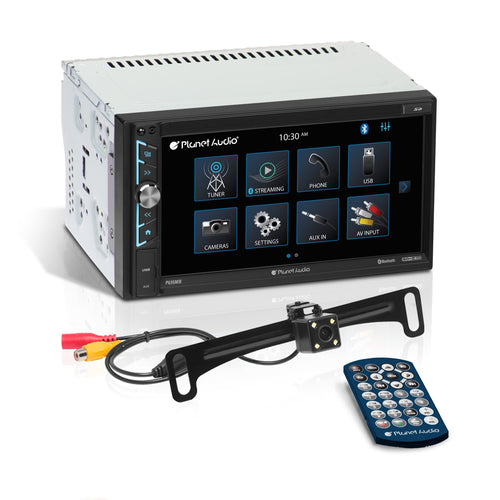 P695MBRC Planet Audio Car Stereo System - A-Link (Screen Mirroring), 6.95 Inch Double Din, Touchscreen, Bluetooth Head Unit, Radio Receiver, No CD Player, Backup Camera, Hook Up to Amplifier