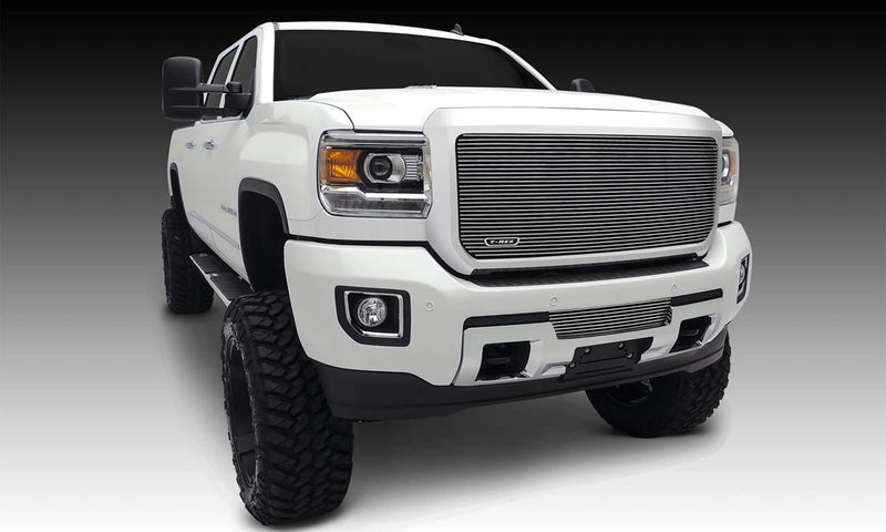 T-Rex Grilles 2015-2019 Sierra HD Billet Grilles, Polished, 1 Pc, Insert - PN #20211, Black