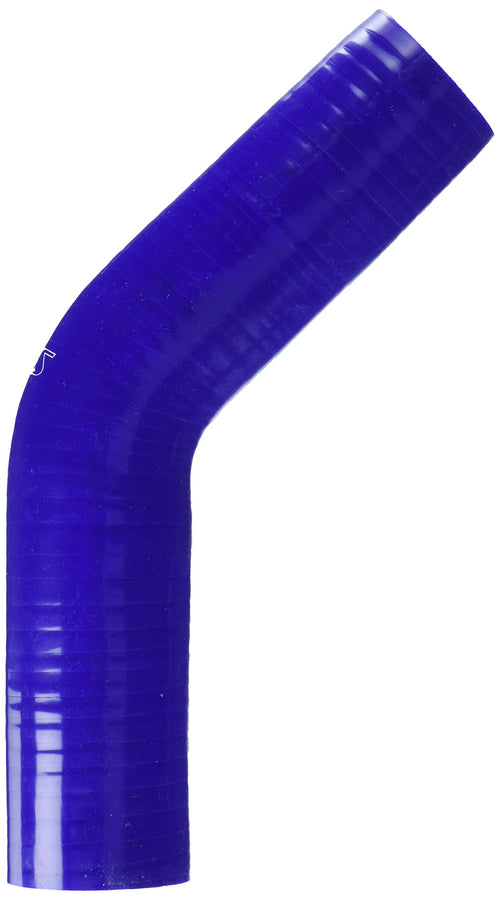 HPS Silicone High Temperature HTSEC45-200-BLUE 4-ply Reinforced 45 degree Elbow Coupler Hose, 55 PSI Maximum Pressure, 4" Leg Length on each side, 2" ID, Blue