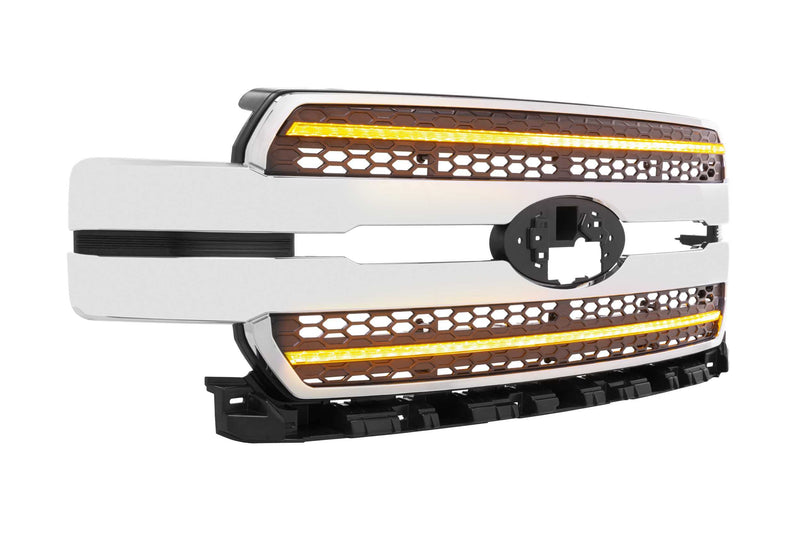 Ford F-150 18-20 Morimoto XBG LED DRL Grille, Plug and Play Chrome Grille with Amber LED DRL (XBG15)