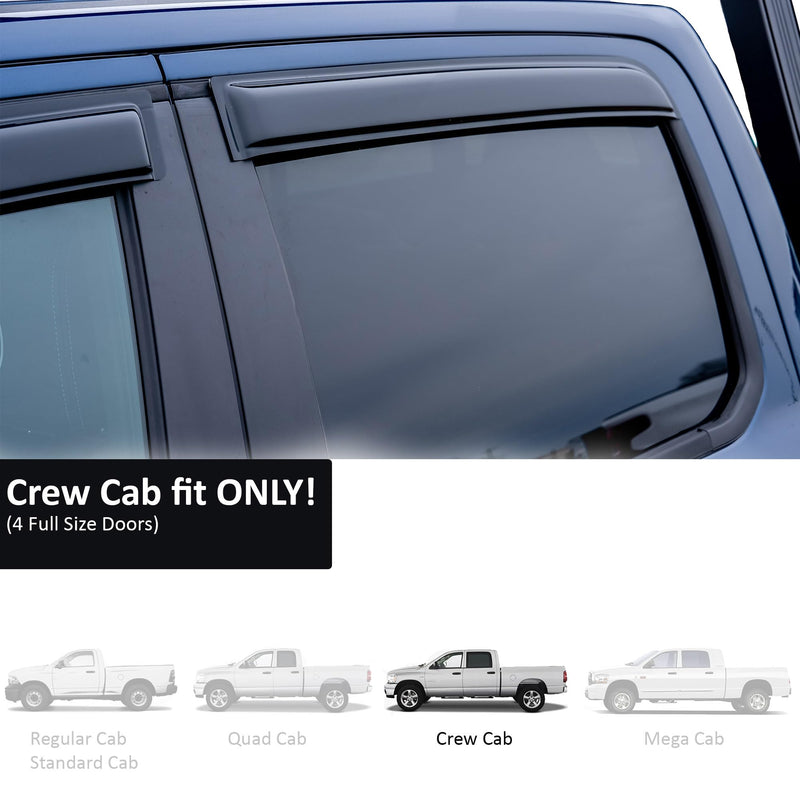 Off Road Black Horse [BHOR Tape On Rain Guards/Wind Deflectors Compatible with 2023-2024 Chevrolet Colorado|2023-2024 GMC Canyon Smoke 4 PCs - 144218