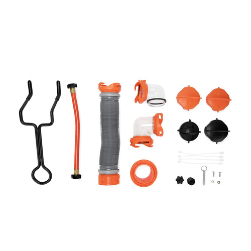 Camco Rhino Accessory Kit - Features Assortment of RV Tote Tank Accessories - Includes Steel Tow Adapter, 3-Foot Sewer Hose & More (39021)