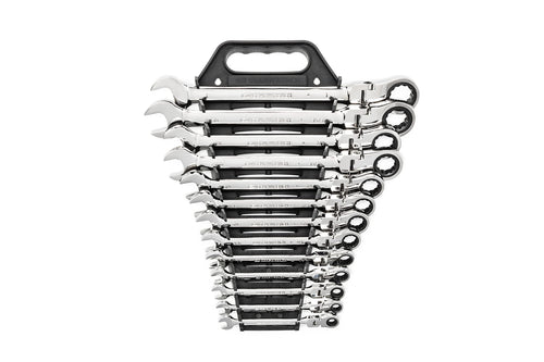 13 Pc. GEARWRENCH 12 Pt. Flex Head Ratcheting Combination Wrench Set, SAE - 9702D
