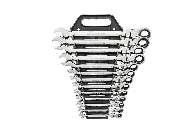 13 Pc. GEARWRENCH 12 Pt. Flex Head Ratcheting Combination Wrench Set, SAE - 9702D