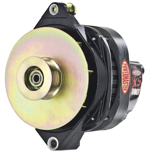Alt GM CS144 Powermaster Black 200A XS Volt™ 6 grv Pulley/Baffle Str MTG Threaded MTG Ear
