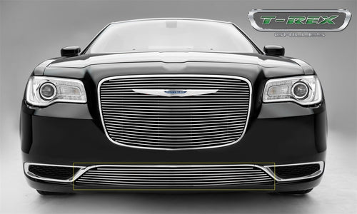 2015-2018 Chrysler 300 T-Rex Grilles Billet Bumper Grille, Polished, 1 Pc, Overlay, Only fits models without adaptive cruise control - PN #25436