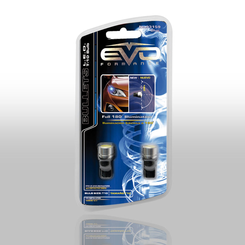 CIPA 93159 1 Watt Blue Powerful Bullet LED T-10 Replacement Bulb - Pack of 2