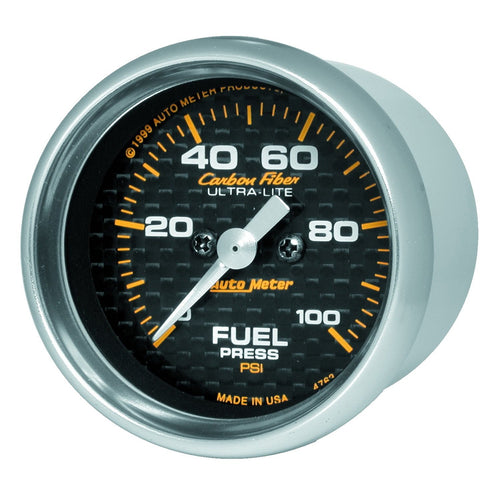 Electric Fuel Pressure Gauge Auto Meter 4763 Carbon Fiber