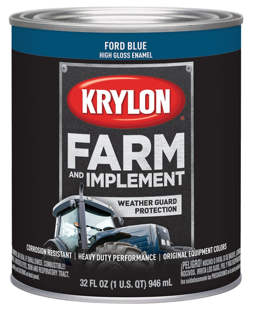 Krylon Brush On-Paint Farm & Implement, High Gloss, Ford Blue, 1 Quart