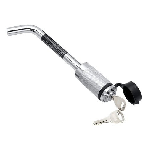 Tow Ready Fifth Wheel Base Rail Lock 63254 (Barrel Style with Bent Pin, 1/2" Diameter), silver