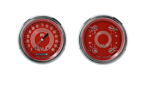 Classic Instruments CT47V8RS52-LS Red Steelie V8 Direct Fit Gauge Package LS Swap Speedometer and Quad Gauge Fits 1947-1953 Chevy Truck