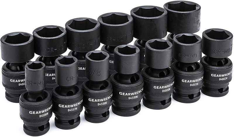 1/2" Drive GEARWRENCH 13 Pc. 6 Pt. Standard Universal Impact Socket Set, SAE - 84938N