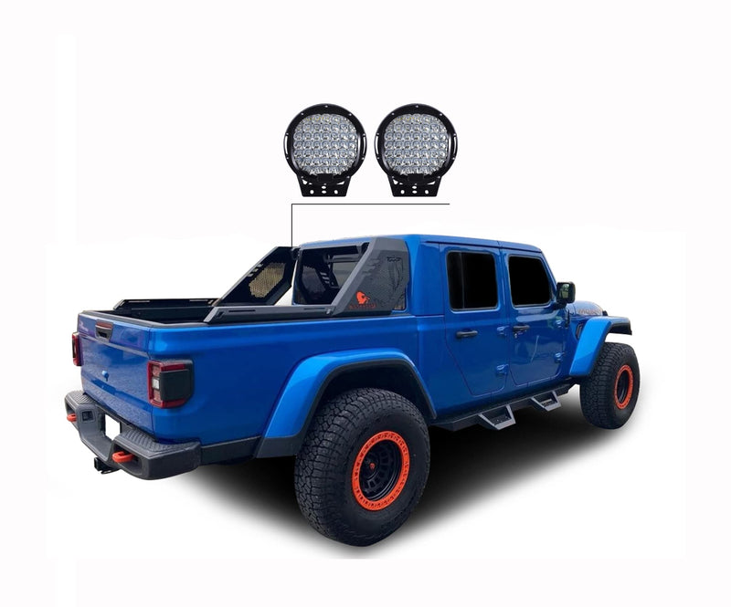 Vigor Black Horse Roll Bar Incl.Set of 9" Black Round Led Light Modular Black Compatible with Jeep Gladiator 2020-2024-VIRB09B-PL69B
