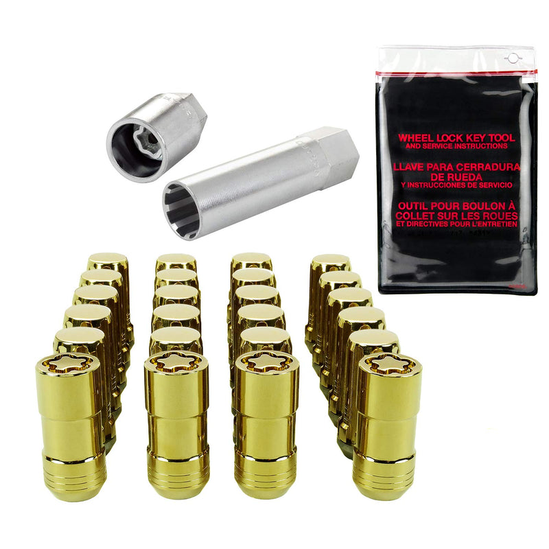 SplineDrive McGard Tuner 6 Lug Install Kit w/Locks & Tool (Cone) M14X1.5 / 1in. Hex - Gold (65610GD)