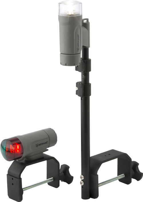 Portable attwood 14190-7 Water-Resistant Clamp-On LED Light Kit with Marine Gray Finish
