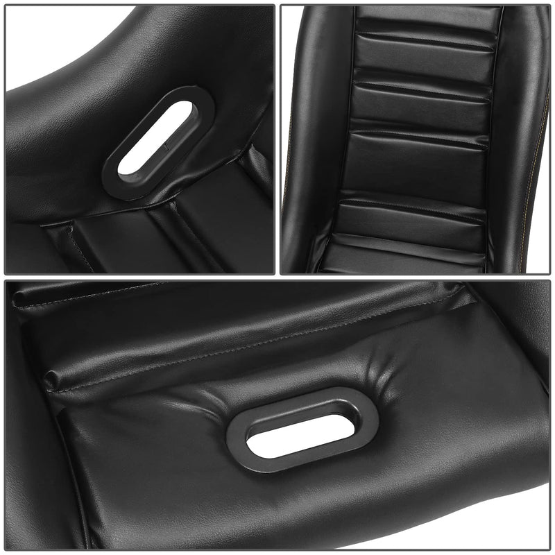 Prisma GT Fixed Back Bucket Racing Seat NRG Innovations PRI-100BK-ARCADE with Side Mount Bracket,Black Leather Yellow Stitching/GT-S Arcade Yellow Sparkled Back
