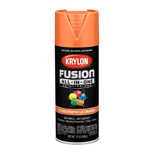Krylon All-In-One Adhesive Spray Paint for Indoor/Outdoor Use, 12 oz, Popsicle Orange