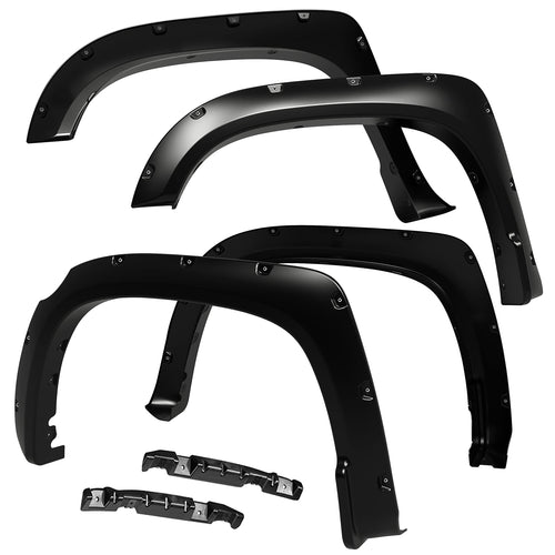 Tyger Auto Fender Flare with Compatible 2014-2021 Toyota Tundra, Smooth Textured Black Paintable Bolt-Riveted Style 4pc | TG-FF8T4178