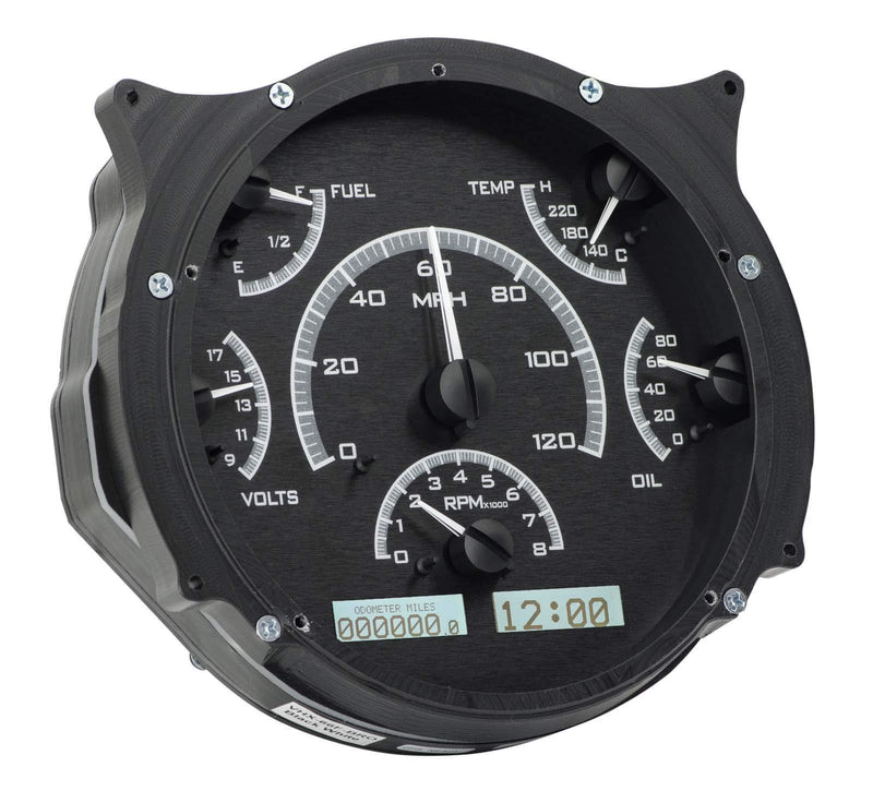 VHX-66F-BRO-K-W Dakota Digital Compatible with 1966-77 Ford Bronco VHX System Analog Dash Gauge System Black Alloy White Backlighting
