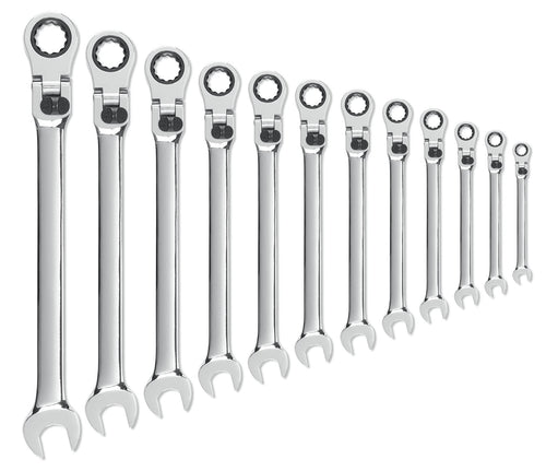 12 Pc. GEARWRENCH 12 Pt. XL Locking Flex Head Ratcheting Combination Wrench Set, Metric - 85698