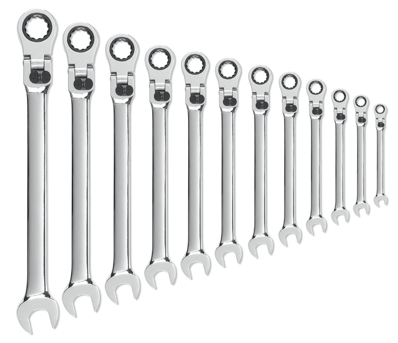 12 Pc. GEARWRENCH 12 Pt. XL Locking Flex Head Ratcheting Combination Wrench Set, Metric - 85698