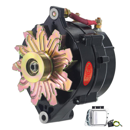 Alt Ford 1G Powermaster Black 215A 6 grv Pulley Large Frame Dual Output Ext Regulated