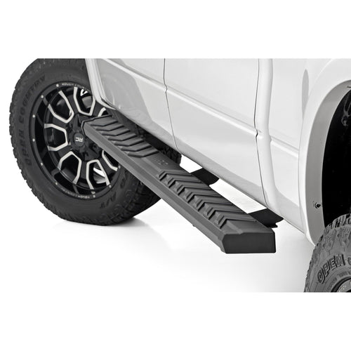 BA2 Rough Country Running Boards for Ford F-150 (2009-2024) - 5" Wide Steel Step Bars, Non-Slip Grip Foot Rails, No-Drill Install, Truck Side Steps