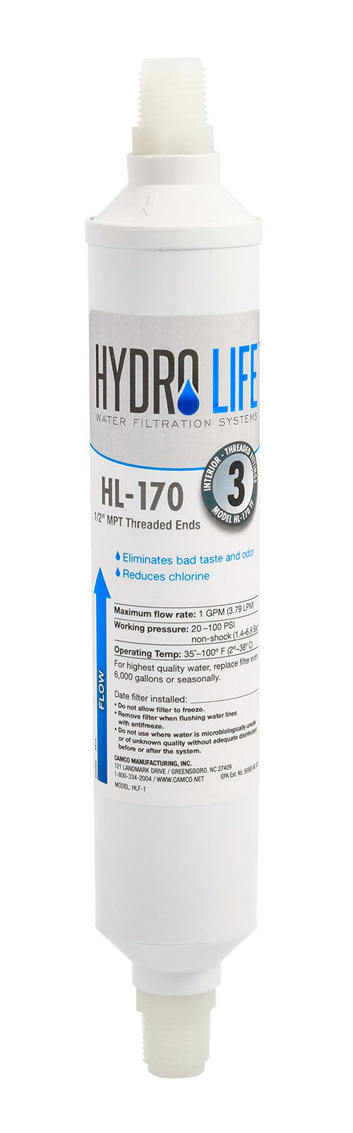 HL-170 TF Hydro Life 52117 Replacement Filter , White , Standard