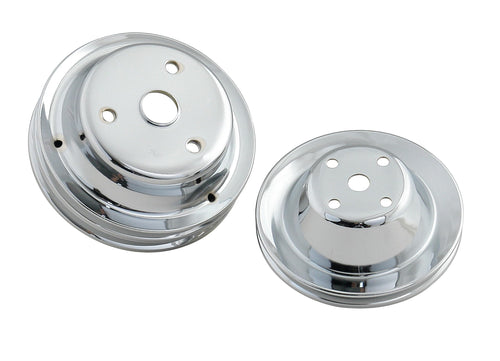 Chrome Pulley Set Mr. Gasket 4962 - Single Groove Upper, Double Groove Lower