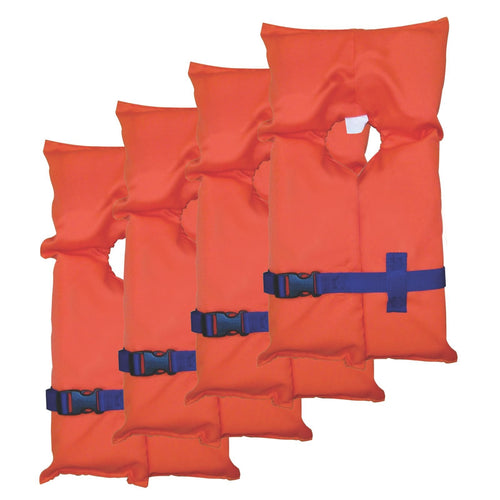 Stearns 4-Pack of Life Vests PFD, USCG-Approved Type II Life Jackets, Universal Size, Flotation Vests for Boat & Swim Safety