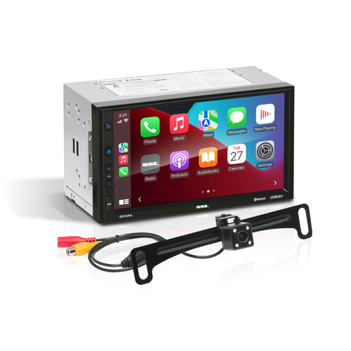 Sound Storm Laboratories Car Audio DD7CPA-C Stereo – Apple CarPlay Android Auto, Double Din 7 Inch Touchscreen, Bluetooth Audio and Hands-Free Calling, No CD DVD Player, Radio Receiver, Backup Camera