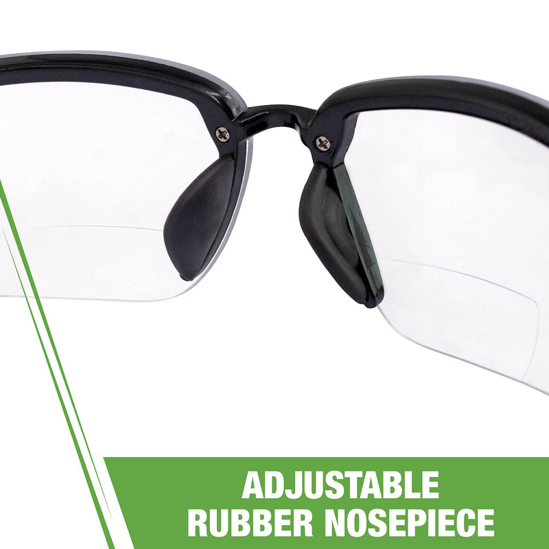 Crossfire ES5 Reader Safety Glasses Clear Diopter 2.5 Shiny Pearl Gray Frame