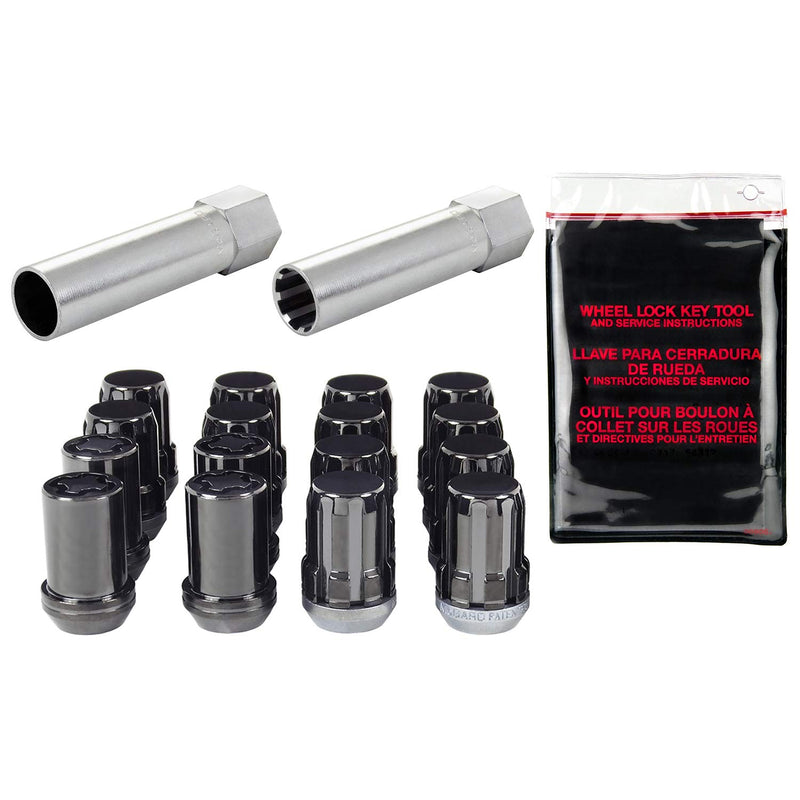 SplineDrive McGard 65454BK Wheel Installation Kit Black (M12 x 1.25 Thread Size) - for 4 Lug Wheels, 12 Lug Nuts / 4 Locks / 1 Key / 1 Install Tool