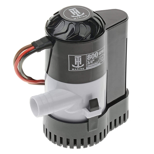 Automatic T-H Marine Bilge Pump - 800 GPH - Submersible with Built-In Float Switch - Fits 3/4 in Hose - 13.6V DC - 8 Second Shut-Off Delay - Corrosion-Resistant Marine Pump