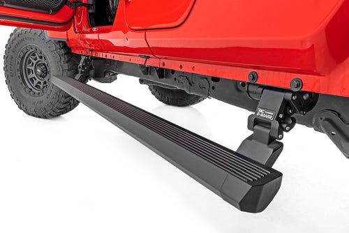 Rough Country Power Running Boards for JT Jeep Gladiator (2020-2025) - Retractable Electric Side Steps w/Dual Motors, LED Lights, Textured Anti-Slip Surface