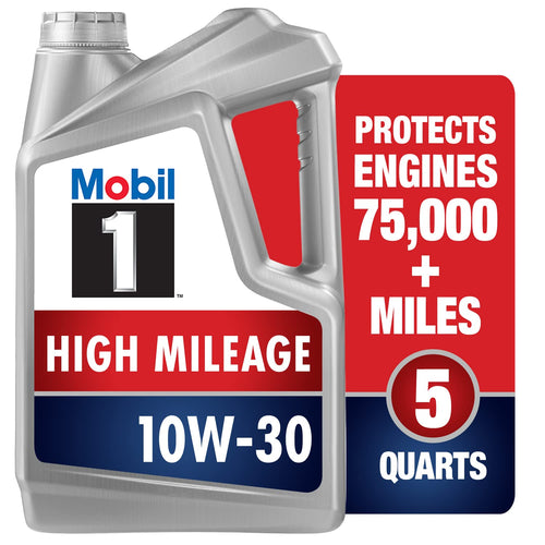 High Mileage Mobil 1 Full Synthetic Motor Oil 10W-30, 5 Quart