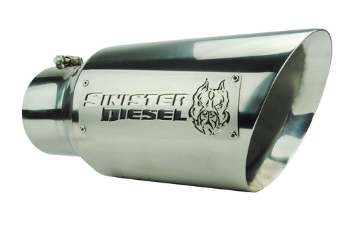 Dual Wall Sinister Diesel Exhaust Tip W/Angle Cut 5" to 7" Chrome