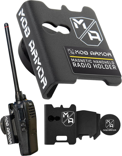 Rad Mount Mob Armor - Magnetic Car Mount Kit for CB, VHF, GMRS & Other Handheld Radios with Hand Mic Holder & Base, Walkie Talkie Holder, Mounting Solutions for Truck, Military & Off Road Accessories