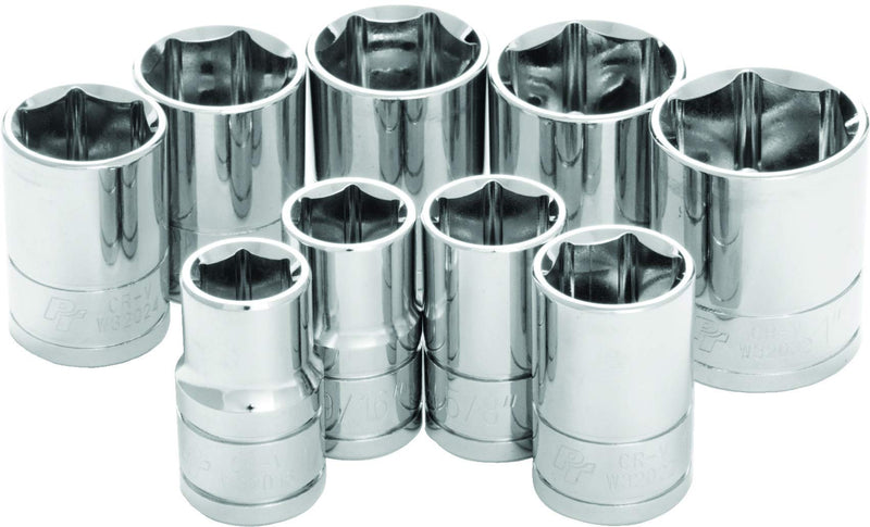 9 pc. Performance Tool 1/2" Dr. SAE Socket Set - W32002