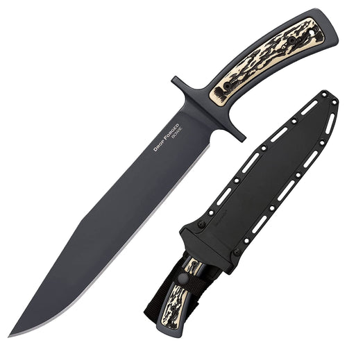 Cold Steel Bowie Drop Forged 52100 Steel Single-Piece 9.5" Clip Point Blade 4.625" Handle Fixed Blade Knife w/Secure-Ex Sheath