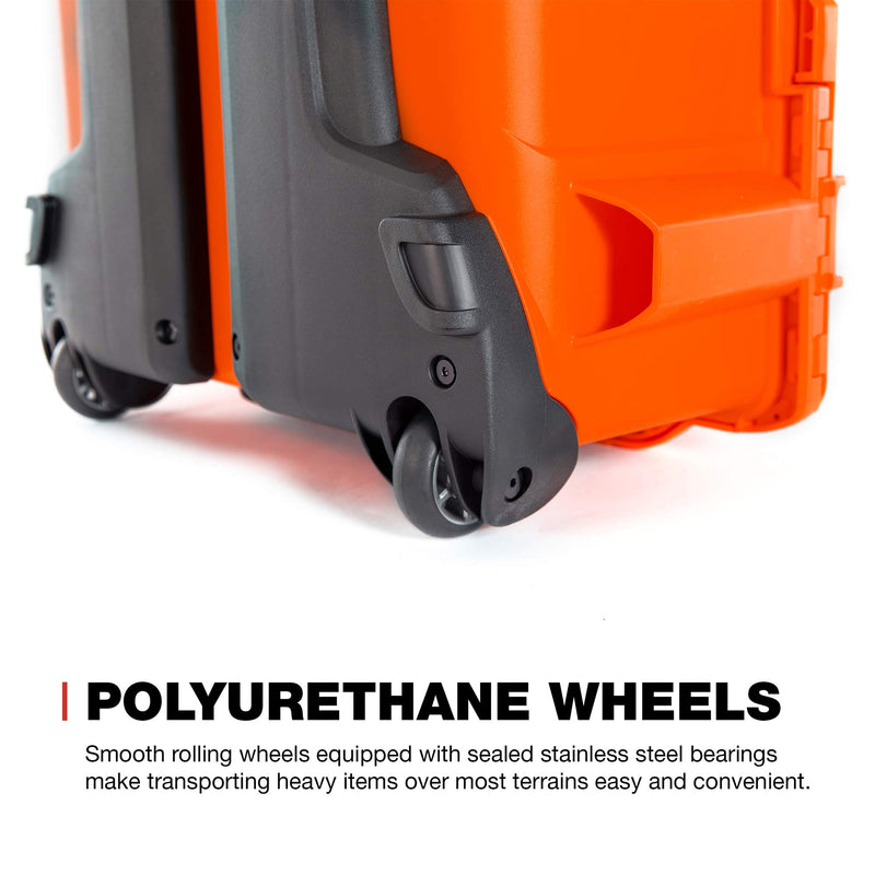 Waterproof Nanuk 955 Hard Case with Wheels and Foam Insert - Orange