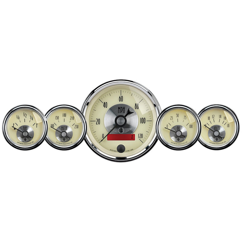 Auto Meter Prestige 2000 Antique Ivory LCD Odometer Gauge - 5 Piece